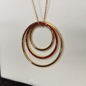 Vince Camuto Goldtone Red Crystals Circle Necklace